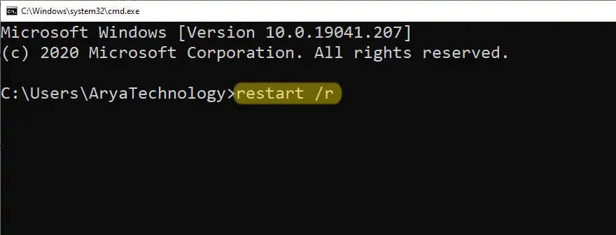 ریستارت ویندوز از طریق CMD
